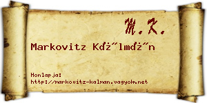 Markovitz Kálmán névjegykártya